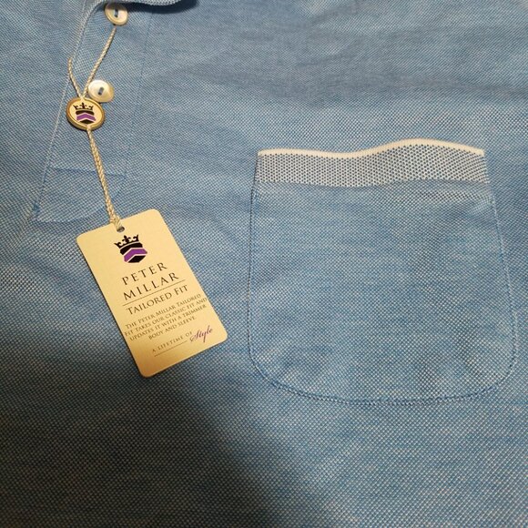 Peter Millar Tailored Fit NWT Polo Shirt Men's XL Harbor Blue MSRP $125 - Picture 5 of 12